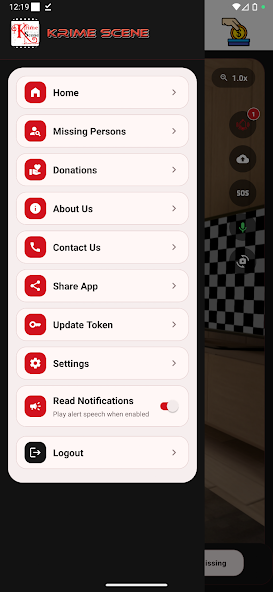 KrimeScene app screen – upload