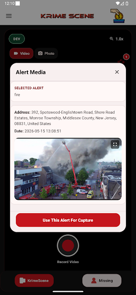 KrimeScene app screen – upload